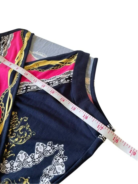 Vintage Cache Y2K Halter Top Scarf Print Chain Detail - Size M - Picture 7 of 9